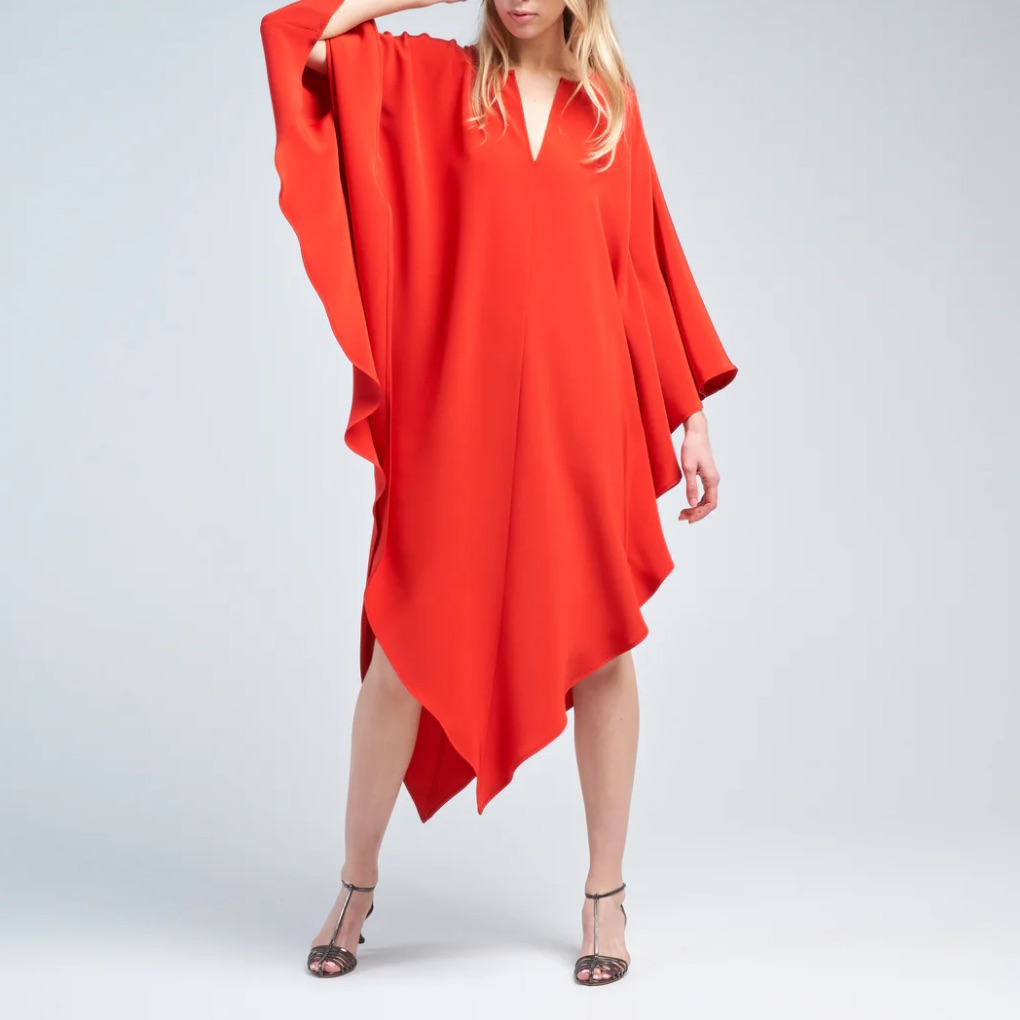 Zero + Maria Cornejo Red Ultra Suede Triangle Kaftan